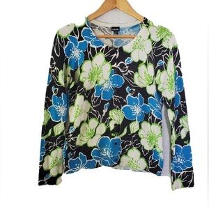 𝅺Rafaela floral multicolor sweater/ top‎ button down Cardigan size P/M